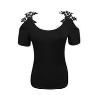 Bicoasu ženski vrhovi ženski V-izrez kratki rukav casual bluza vrhovi pune ljetne bluze za žene crne s