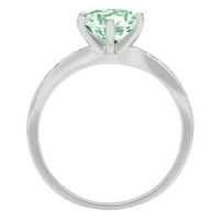 1,71ct sjajan okrugli rez VVS originalni sukob besplatan zeleni simulirani dijamantski čvrsti čvrsti 14K bijeli zlatni dizajner modernog godišnjice Angažman za vjenčanje sa akcentima Veličina zvona 7,75