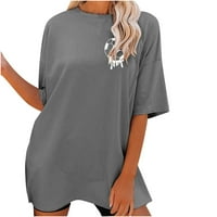 Vivianyo HD ženski ljetni vrhovi na prevelikoj majica za oblikovanje za žene plus veličine slogana grafički pad ramena kratki rukav na vrhu ljetnih labavih pulover-tinejdžera Posebne ponude