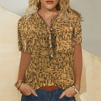 Sksloeg majice za žene plus veličine polka tat Ispis majica s kratkim rukavima na dugme Ležerne bluze s džepom, Ginger S