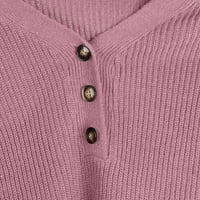 Voncos Dukseri za žene - V vrat Ležerni pulover na čišćenju Ženski džemperi vrhovi ružičaste veličine