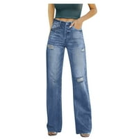 Ženske hlače Ležerne u trendovskoj boji visokog struka Elastični džepni džep čvrsta tanka tanka
