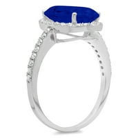 2.27ct ovalni rez simulirani plavi safir 14k bijelo zlato graviranje godišnjice Angažovanje vjenčanog halo ring veličine 10.75