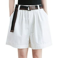 Ediodpoh ženske labave ležerne pamučne elastične hlače široke hlače hlače Ženske kratke hlače bijele