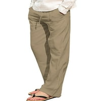 Muške pamučne joge hlače opušteno fit izvlačenje elastične strugove za hlače za ležaće Ljetne džepove plaže pantalone