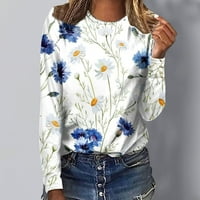 Labavi montirani majice za žene posade izrez dugih rukava bluze cvjetni tiskani pulover vrhovi tinejskih vrhova HIP Fall odjeća modna odjeća za bluzu