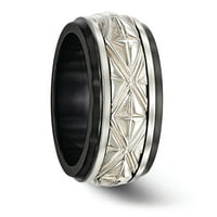 Edward Mirell Black Ti Sterling Silver Inlay Polirani Fancy Design Ring EMR295