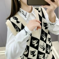 Deepwonder jesen Korejski stil Fashion All-Match vanjski nošenje Pleteni crtani prsti džemper od rukava