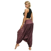 wendunide joga hlače Žene Žene Ležerne prilike labave joge Thatgy Boho Aladdin Kombiska hlače ljubičaste