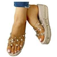 Sandale Žene Udobne modne biserne platforme Wedge Heel Vanjska nožna viseća platforma Ploče Ženske cipele