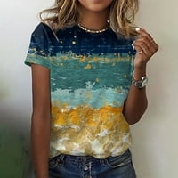 Žene ljetne vrhove modni ispis majica kratkih rukava casual labavi bluza vrhovi