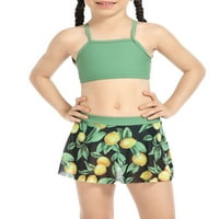 ARVBITANA Ženske djevojke kupaće kostime setovi solidne boje za prazanje + cvjetni list limun otisak suknje + tanga