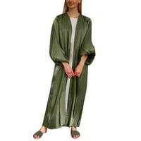 Wendunide majice za žene, žene muslimanski mekani i elegantni čvrsti kardigan labav dugi kardigan zeleni