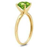 1ct okrugli rez zeleni prirodni peridot 14k žuti zlatni godišnjički angažman prsten veličine 7.25