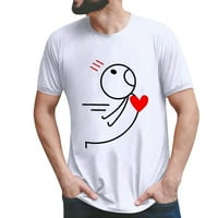 Ocivier Majica za pakoj majica za Valentines Dnevna majica kratki rukav Crewneck Top par Mo majica MENS