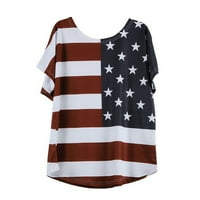 Plus size Ženska modna labava bluza zvijezda Stripe američke zastave Amerika Majica Summer Plus veličine