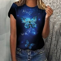 Drindf Ženske tenkove Labavi fit s kratkim rukavima Tuničke košulje Slatka leptir Tie Dye Print TEE majica Casual Country Music Style Bluza