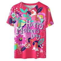 Gaecuw majice za žene majke vrhove bluze kratki rukav Thers Redovni fit pulover majice Grafički tisak