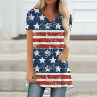 Ljetni vrhovi Pulover za žene Američka zastava Print Patriotske majice kratkih rukava July Dani neovisnosti