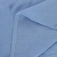 TKLPEHG Bluze za žene Dressy Casual Solid COLL Coll Collyve majice V-izrez Dugme Pamuk i posteljina