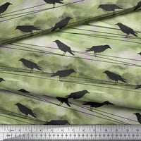 Soimoi Green baršunasta tkanina vrana ptica dekor tkanina tiskano dvorište široko