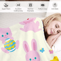 DICASSER Uskrs Happy Bunny bacajte pokrivač s jastukom opružnim zečevima i cvijećem ćebad za dnevni