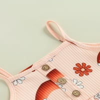 Canrulo Ljeto Lijepo dječje djevojke odjeća cvijeće Štampani remen ruffles ruffles prsluk + pantalone za bljeskalice ružičaste 12-mjeseci