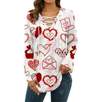 Valentinovo za žene THIrts čipke čipke šarene print tunike dugih rukava na vrhu labave fit bluze pokloni