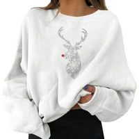 Prevelika dukserica za hoodie za ženske božićne partijske pulovere Zabavni grafički print okrugli vrat