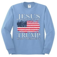 Divlji Bobby, Isus je moj Spasitelj Trump je moj predsjednik vjerski ponos američki zastava političkim muškarcima majica dugih rukava, svijetloplava, xx-verba