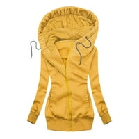 Outfmvch duksevi za žene jesen zima čvrsta boja s kapuljačom s tankim motorom jakne jakne za žene za