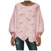 Dukseri za žene plus veličine pune boje casual šuplji lanac labav pleteni džemper džemper džemper poliester