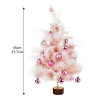 TABLETOP Božićno drvce Malo umjetno umjetno stablo sa loptice, LED svjetla Mini božićno drvce za božićne
