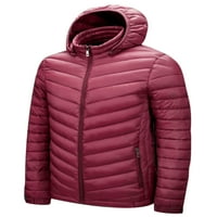 Glookwis mens puffer jakna dugih rukava prema doljim kaputima s uklonjivim kapuljačom na otvorenom toplom čvrstom bojom vino crvene 5xl