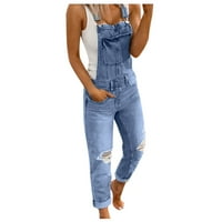 Outfmvch traperice za žene traper rompers traper kombinezon od šipke za pranje BIB-a Jeans Jeans hlače za žene teretne pantalone
