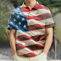 Yanhoo muške patriotske polo majice Američka zastava s kratkim rukavima pulover majice 4. jula Dugme za neovisnost Dugme Majice