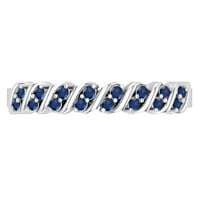 DazzlingRock kolekcija okrugla Blue Sapphire Wave Stil STYBLEBLE BAND za žene u 14k bijelo zlato, veličine