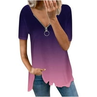 Olyvenn ženske trendi midi tunika košulje blube Flash Pick Moda Ljeto kratki rukav Gradijent boja na