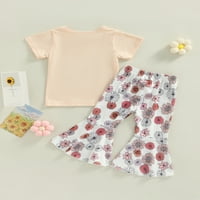 Majica i pantalone Eyicmarn Girl postavi modno slovo kratkih rukava kratkih rukava i cvijeće Ispis pantalone