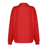 Košulje za žene stabilna odjeća s dugim rukavima s dugim rukavima za patentne rukavice za žene šivanje grafičkih marama Bluze casual vrhovi pulover crveni l