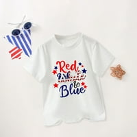 Toddler Boys Red White Blue Majice Pismo Ispisano američka majica zastava Dječji dan Nezavisnosti Patriotski kratki rukav dječji dječji igralište