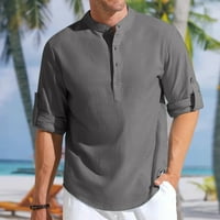 Modne marke Muške majice Ležerne prilike za lakiranje Čvrsti pulover Novi dolasci Henley opuštena fit poklon Poklon podobni Grey L