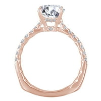 Okrugli rez bijeli prirodni dijamantski prsten za uključivanje u 14K čvrstog ruža zlatne prstene veličine-11,5
