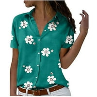 Zodggu Trendy Ljetna prodaja Havajski košulje s kratkim rukavima Tropično dugme s kratkim rukavima dolje nalog za salon sakupljanim ljetnim ljetnim mladim djevojkama Love Pokloni zelena 4