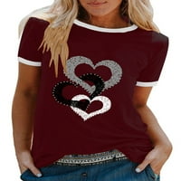 Žene ljetne posade vrat srca tiskane vrhove dame majica kratkih rukava plus veličine
