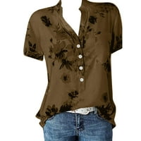 Plus veličine TOP CLEARANCE Ljetni vrhovi za žene kratki rukav splitske majice Cvjetni ispis bluze sa