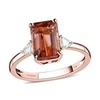 Luxoro rumenilo turmalin bijeli dijamant Octagon 10k ružičasti zlato Halo prsten za žene nakit Pokloni