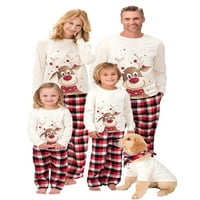Božićna porodica Pajamas postavio je ležeći uzorak na vrhu + duge elastične hlače za tatu mamu djeca