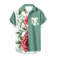 Amidoa Men Casual moda Havajska sitnica Havajska sitnica kratki rukav ima džepove Kardigan majica gumba