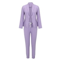 Dyegold Dvije blazerve odjeće za žene otvorene prednje dugih rukava pune boje blazer ravne hlače Poslovni radni sustavi